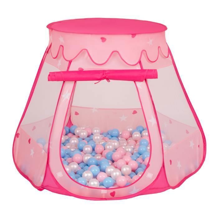 Selonis Tente 105X90cm-100 Balles Plastiques Château Piscine À Balles Pour Enfants, Rose: Babyblue-Rose Poudré-Perle
