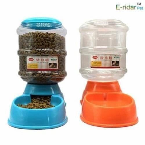 AO Lot de 2 Distributeur de Croquettes et d'eau pour Chien et Chat 3.5L Aa74087