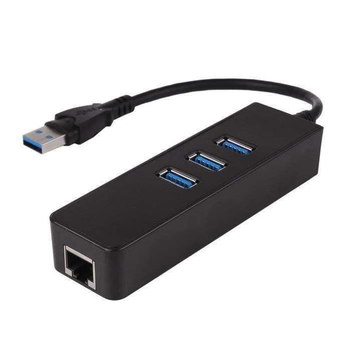 Hub USB Réseau Adaptateur 3 Ports USB 3.0 RJ45 Lan Gigabit Ethernet 1000 Mbps My14399