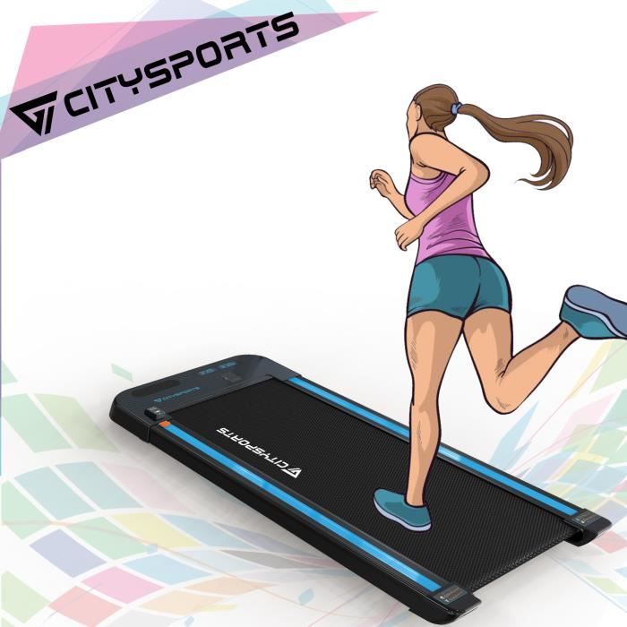 CITYSPORTS WP2 Tapis de Course Electrique Moteur 440W, Bluetooth Haut-parleurs Intégré, Vitesse Réglable, Ultra Fin et Silencieux