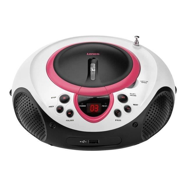 Lenco Radio et lecteur CD SCD-38 Rose et blanc A001219