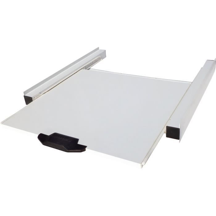 MELICONI 00696 Kit de superposition metallique pour lave linge et sèche linge avec tablette coulissante en bois melamine