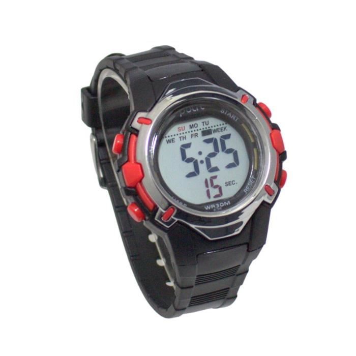 Montre Enfant Rouge quartz digitale sport chrono alarme etanche
