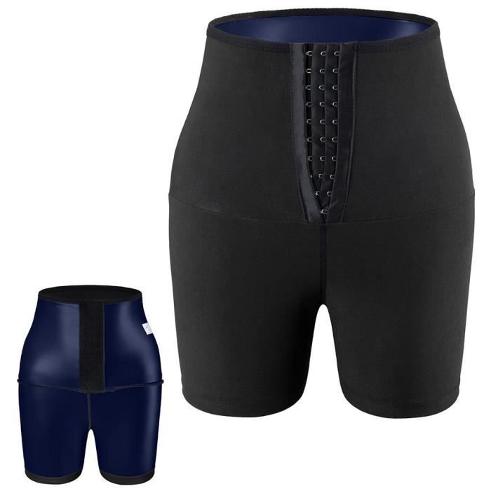 SHORT DE SUDATION Sauna Sweat Shapewear Short Taille Haute pour Femme Perte Poids Pantalon, Contrôle du Ventre Shapewear - Noir