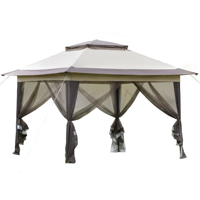 Tonnelle barnum de jardin pop-up pliant 3,64L x 3,64l x 2,94H m acier polyester moustiquaires + sac de transport à roulettes beige m
