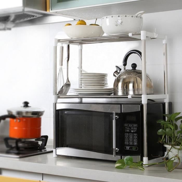 Support de Four à Micro-Ondes Multifonctionnel Rangement de Cuisine Extensible