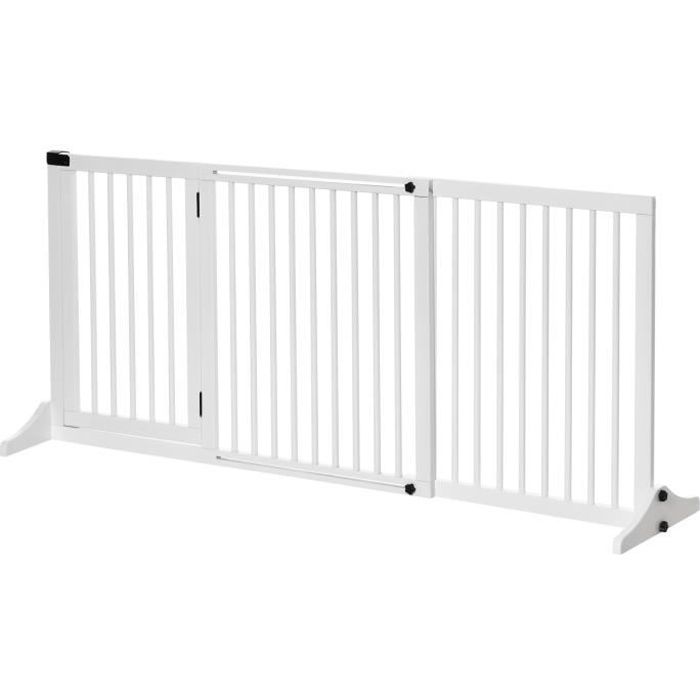 Barriere de securite escalier Homcom modele pour chien - 166 x 36 x 71 cm - Blanc