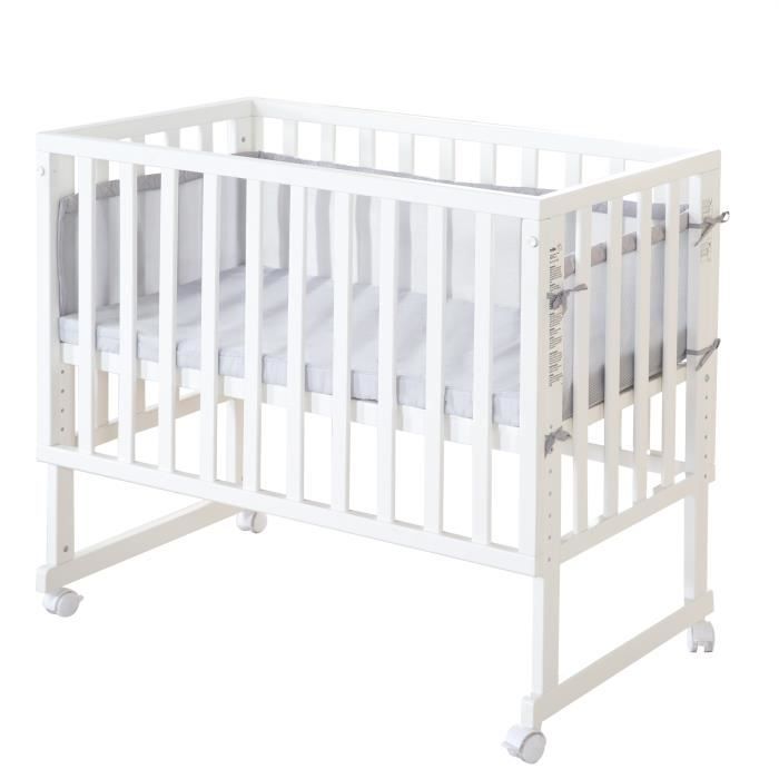 ROBA Berceau cododo -roba Style- 3 en 1 avec barrière, bois blanc, avec matelas et tour de lit
