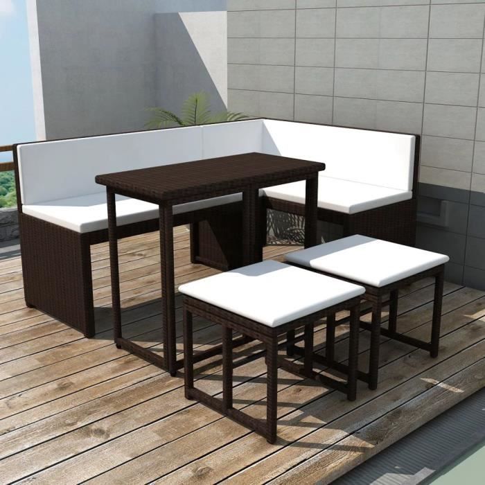 vidaXL Mobilier à dîner d'extérieur 5 pcs Acier Résine tressée Marron