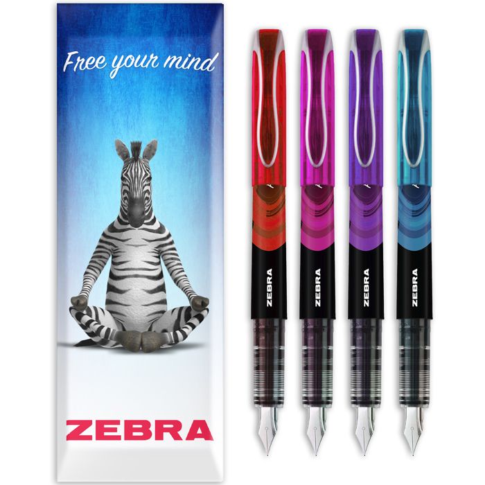 Zebra Fuente - Penna Stilografica Usa E Getta, Confezione Da 10, Pennino Fine 1mm, Tratto 0.6mm, Inchiostro Nero, Elegante E Pratica