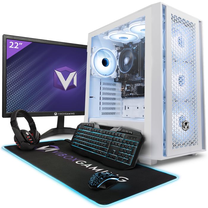 Vibox I-80 PC Gamer – 22 Écran Pack – Quad Core AMD Ryzen 3200G – Radeon Vega 8 – 16Go RAM – 480Go SSD – Linux – WiFi