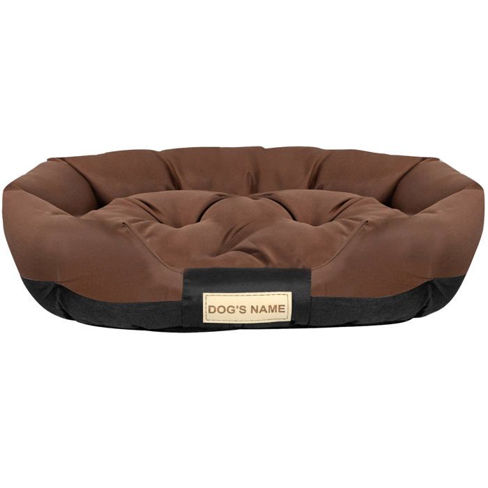 Comparer les prix de Lit Pour Chien EDANTI 75x50 cm Emplacement Pour Nom Imperméable Ovale Marron