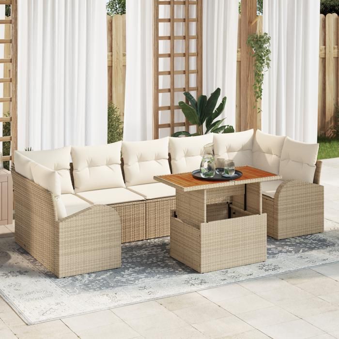 vidaXL Ensemble de canapé de jardin 8 pcs Poly rotin - vue 4
