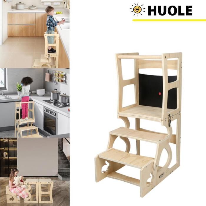 Tabouret Enfant Bois Rose URBNLIVING - 26 Cm Hauteur, Léger Antidérapant, Siège Rond Tout-Petit Bébé, Chambre & Cuisine
