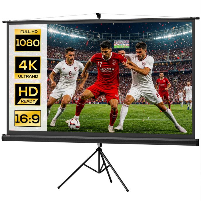 HOMCOM &Eacute;cran de projection -  - 100 pouces 4K HD 16:9 - support tr&eacute;pied hauteur r&eacute;glable - plastique et m&eacute;tal - 235,8 x 136 cm - noir