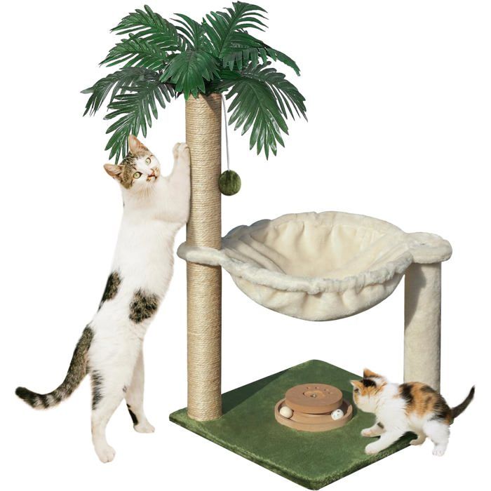 Meilleurs prix pour Griffoir pour Chat 70cm Petit Arbre à avec hamacJouet pour Chat en Bois interactif pour Chaton et Adulte