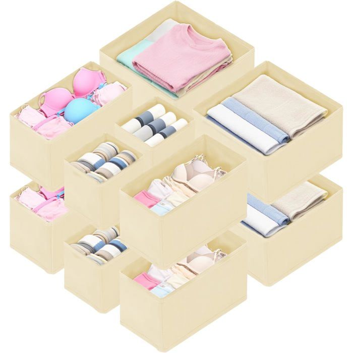 Lot de 12 Organisateurs de Tiroir Rangement Vetement Dressing en Tissu Pliable pour Vêtements Chaussettes Cravates Ceintures