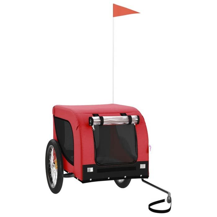 Remorque de vélo pour animaux - VIDAXL - Rouge et noir - 133x69x73 5 cm - Capacité 45 kg - Tissu Oxford - Fenêtre PVC