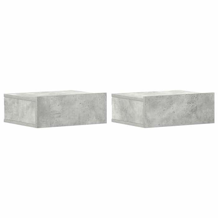 “Winter SaleTOP Armoire de lit Gris - Tables de chevet flottantes 2 pcs Gris béton Bois dingénierie PRO17062