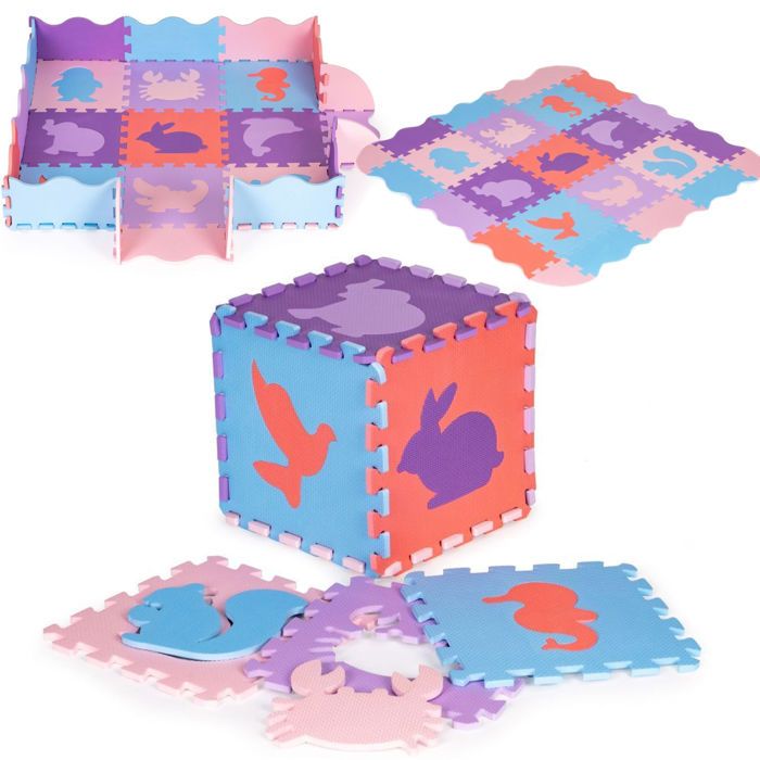 Tapis puzzle éducatif - COIL - COIL grand format - 25 pièces amovibles - Mousse EVA - 114 x 114 cm violet