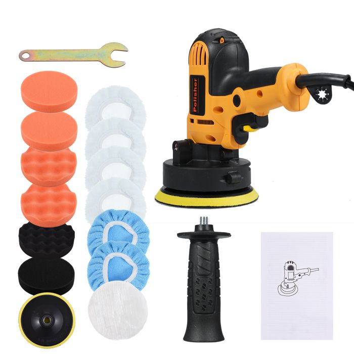 SHI-Kit de Polissage Voiture 15 Pièces - Polisseuse 700W 5 (13cm) Vitesse Variable 600-3700 tr/min - Pour Rénovation Carrosserie