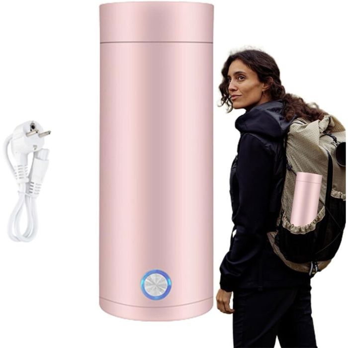 Mini Bouilloire Electrique de Voyage 400 ml Petite Bouilloire Electrique en Acier Inoxydable 3 en 1 Tasse Chauffante Electrique