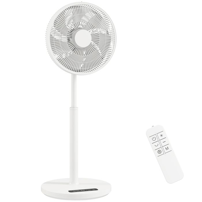 Ventilateur sur pied - HOMCOM - 12 vitesses 4 modes minuterie 9H oscillant 120° hauteur réglable - ABS - 39x39x108cm - blanc - Hom