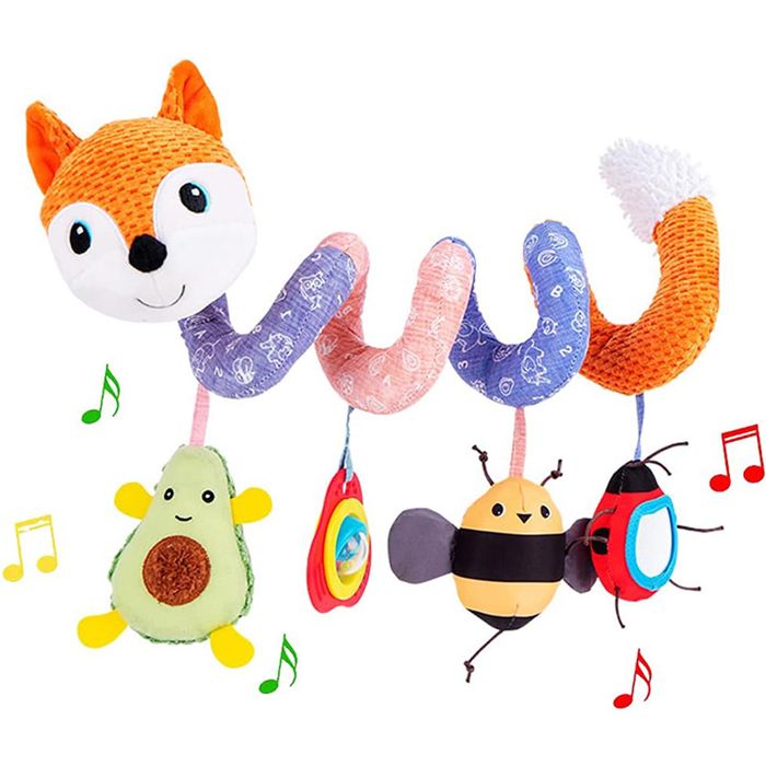 Jouets Eveil pour Poussettes en Peluche Spirale Dactivité Bébé avec Musique Cadeaux 3 6 12 Mois Orange SPIRALE