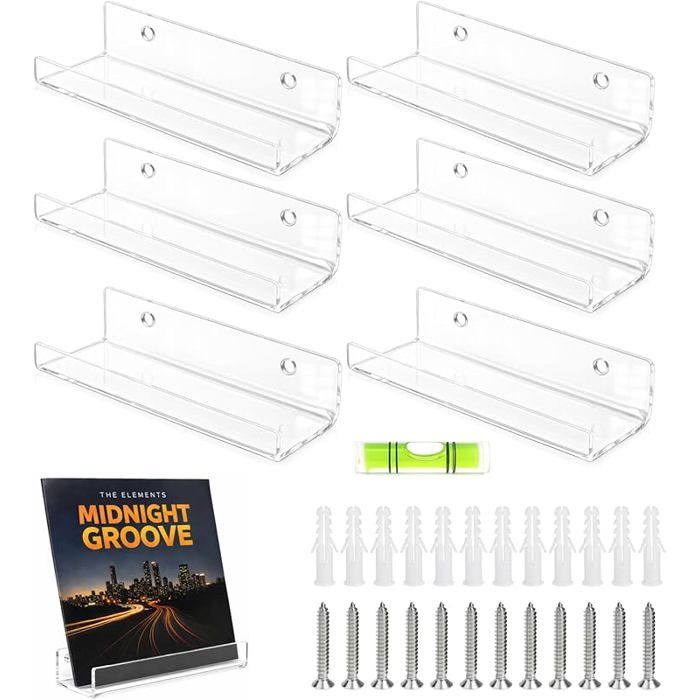 6 Pièces support vinyle mural adhésif trparent en acrylique porte étagère vinyle mural dimensions de 10 vinyle 4 pouces