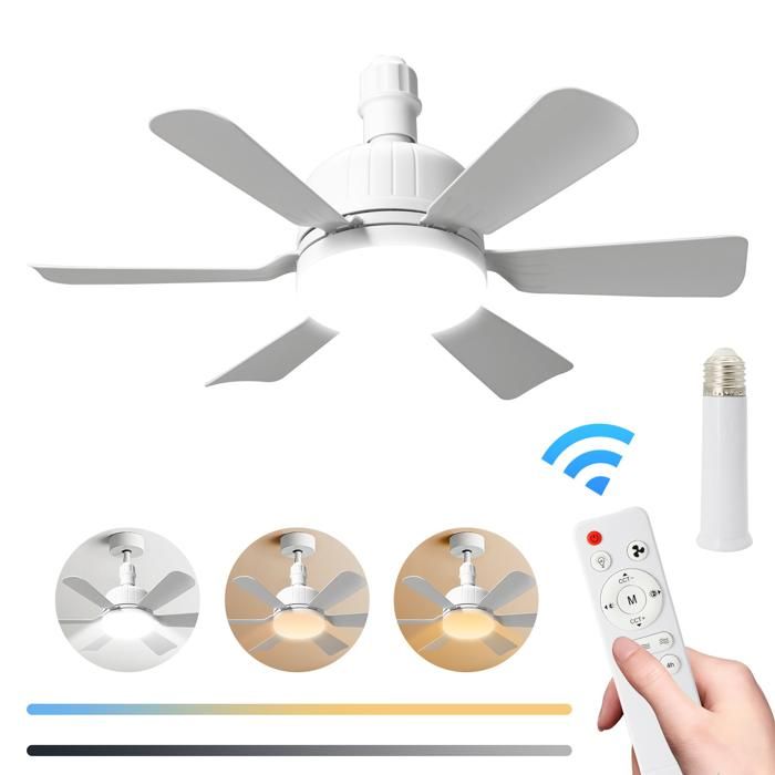 Ventilateur de Plafond 46 cm avec Lumière et Télécommande Petit Ventilateur Plafond Silencieux pour Chambre Chambre Denfant