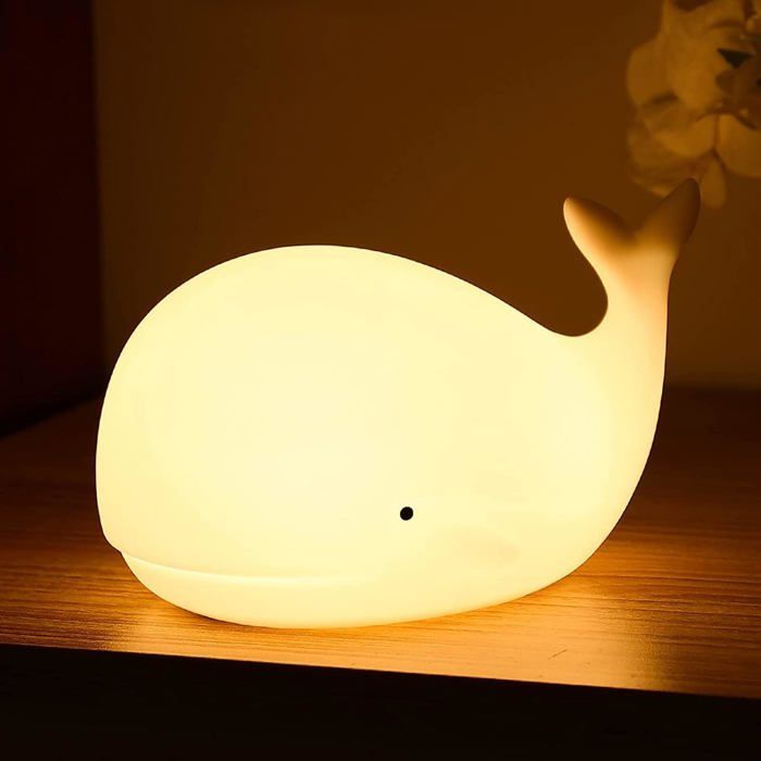 Veilleuse baleine en silicone — 7 couleurs intensité réglable et minuteur de 3 heures
