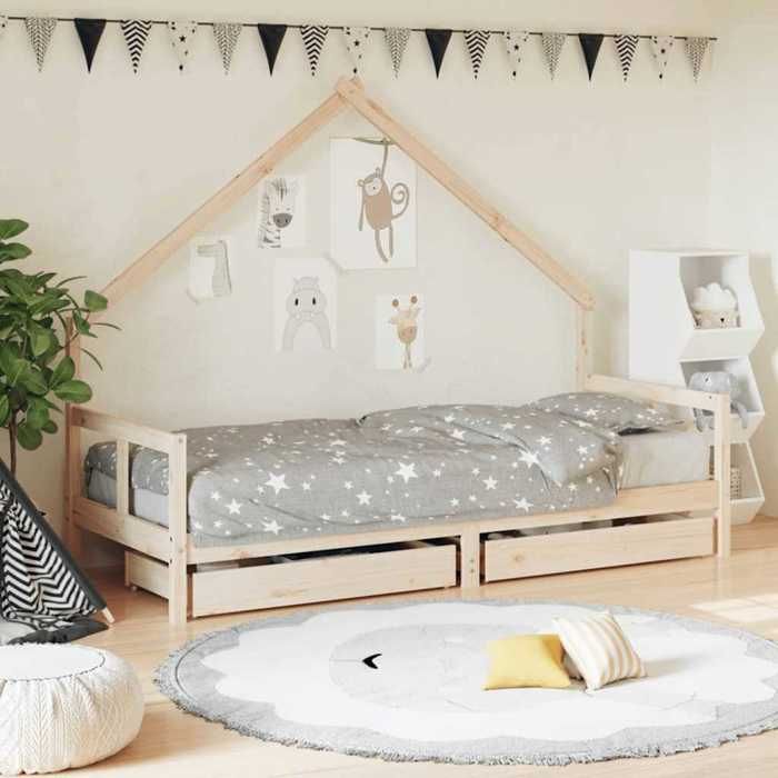 1 Parcel - MEUBLE - Cadre de lit pour enfants gris 80x200 cm bois de pin massif_2 ans garantie_02_9402