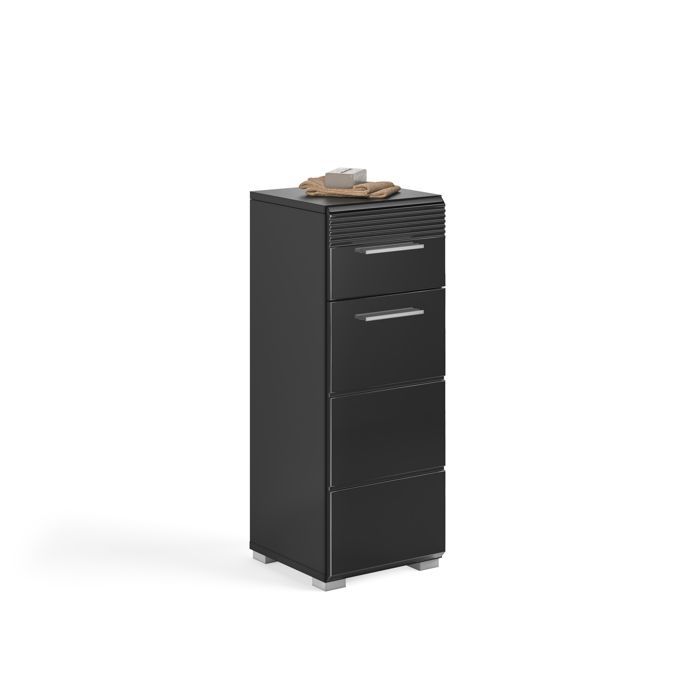 [en.casa] Colonne de salle de bain Linus 30 x 30 x 79 cm noir brillant
