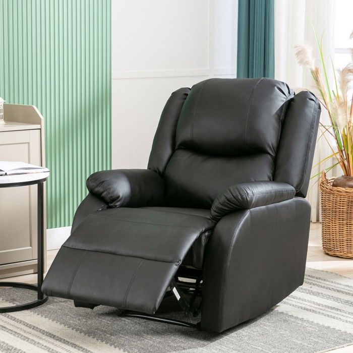 Fauteuil Noir 80x90x100cm - Inclinable XXL Similicuir - Chaise Longue Poche - TV Salon - Design Confort Moderne Durable Élégant Fauteuil Noir 80x90x100cm - Inclinable XXL Similicuir - Chaise Longue Poche - TV Salon - Design Confort Moderne Durable Élégant