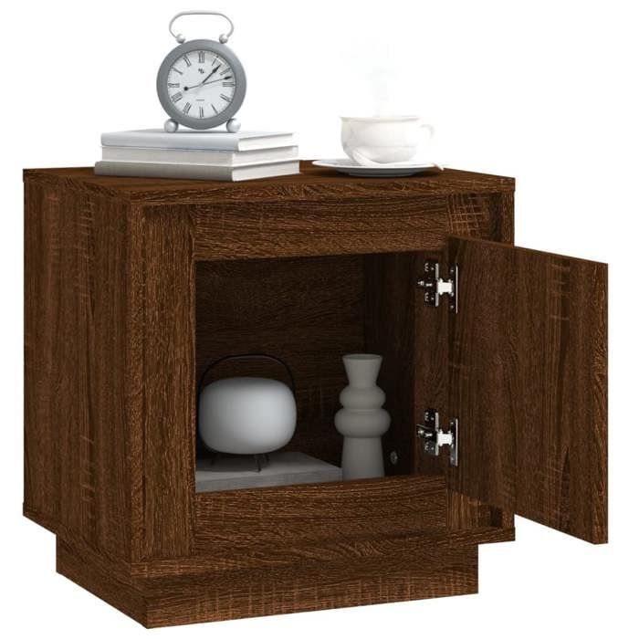 Cabinet de Lit Moderne Brun Table de chevet/nuit avec rangement chêne marron 44x35x45 cm bois dingénierie CC3351