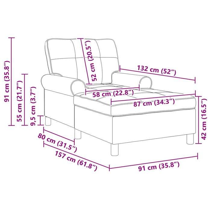 Solde août Chaise longue 91x157x91 cm - Transat de salon avec coussin Marron 91x157x91 cm PU antique 49454986