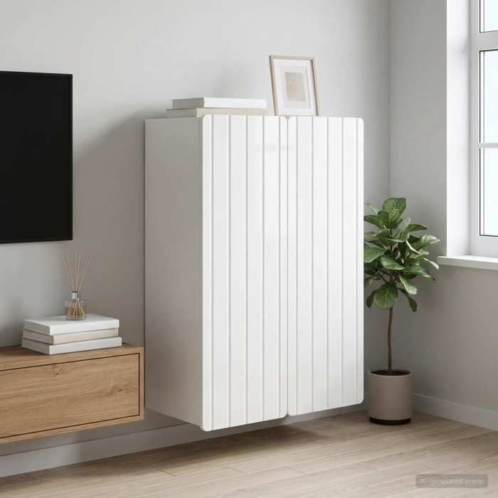 Moderne Armoire Murale pratique - Blanc brillant - 66x34 5x92 cm - Placard/Armoire Haut @FR2373