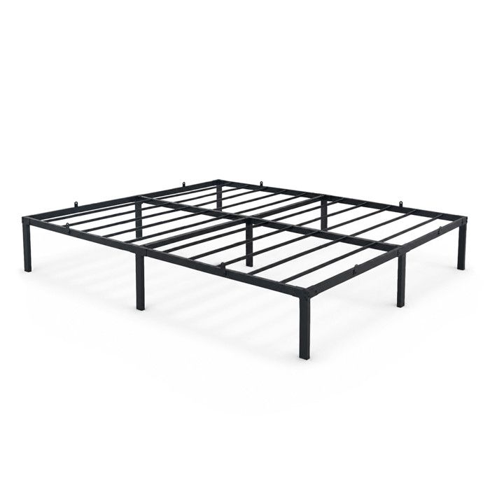 Lit pliant en métal AKORD 160x200 cm noir sommier 20 lattes 9 pieds sans matelas