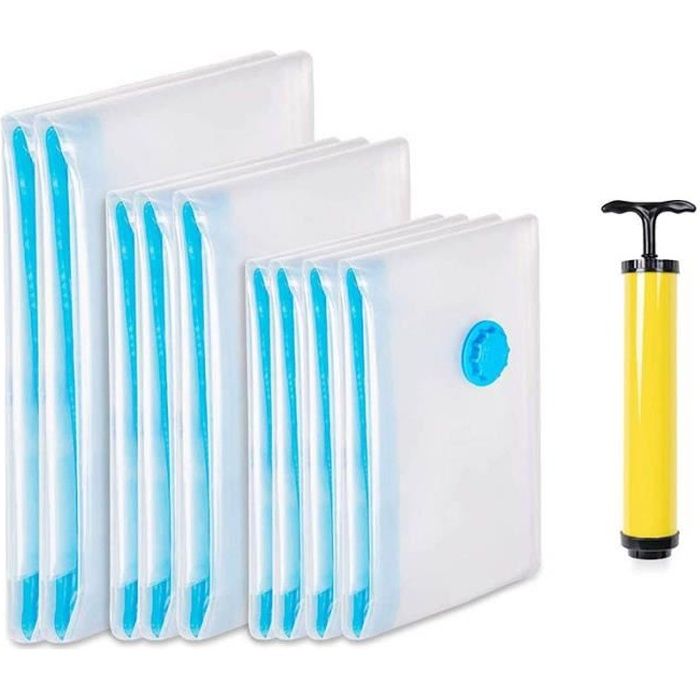 Lot De 6 Housses De Rangement Sous Vide Jumbo Avec Pompe Manuelle - Transparentes