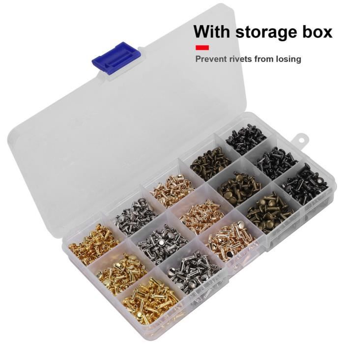 Kit de rivets en cuir, double capuchon, goujons métalliques tubulaires ...
