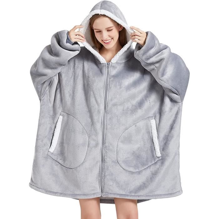 Sweat à Capuche Couverture Polaire - Taille Unique, Poche, Pour Femmes, Hommes, Ados