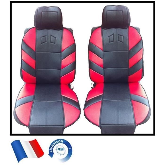 HOUSSES DE SIEGE POUR RENAULT CLIO - Housses Avant - Premium Noir Rouge  Effet 3D - Cdiscount Auto