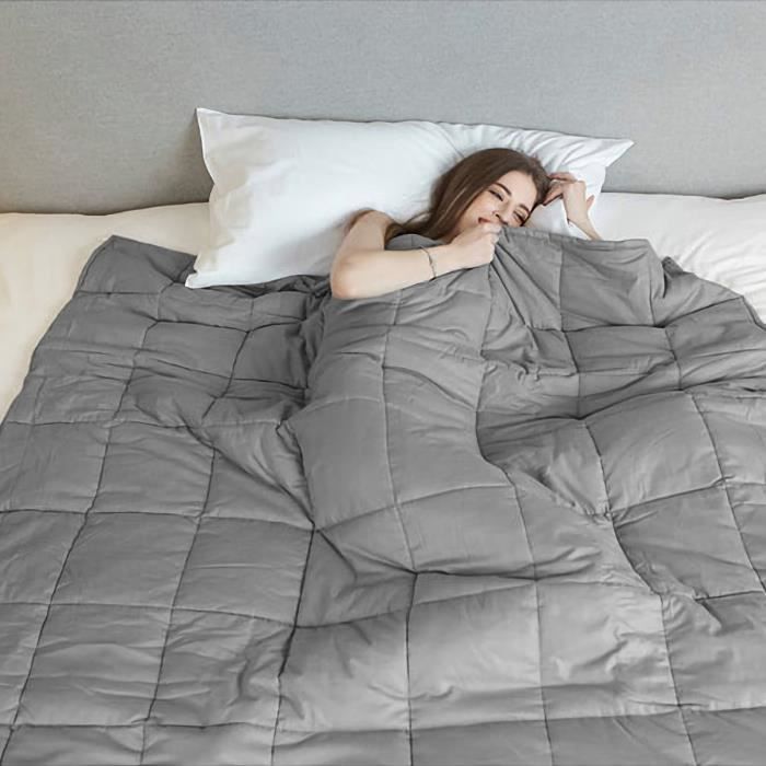 giantex couverture ponderee ameliorer le sommeil et reduire l anxiete gris tissu confortable en coton 122x183cm 6 8kg cdiscount maison