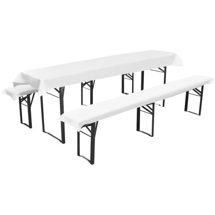 Nappe Pour Table De Brasserie Avec 2 Housses De Bancs Blanc 240x70cm Achat Vente Housse Meuble Jardin Nappe Pour Table De Brasser Cdiscount