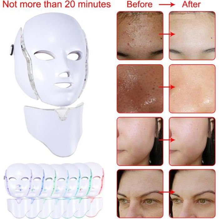 7 LED masque de luminothérapie visage et cou soins de la peau anti-âge  beauté instrument couleur masque de lumière instrument - Cdiscount  Electroménager