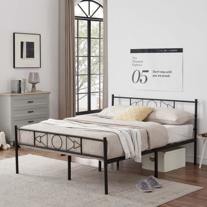4ft 6 lit double lit en metal avec motif haut parleur grande boite de rangement lit adulte 145 x 195 cdiscount maison