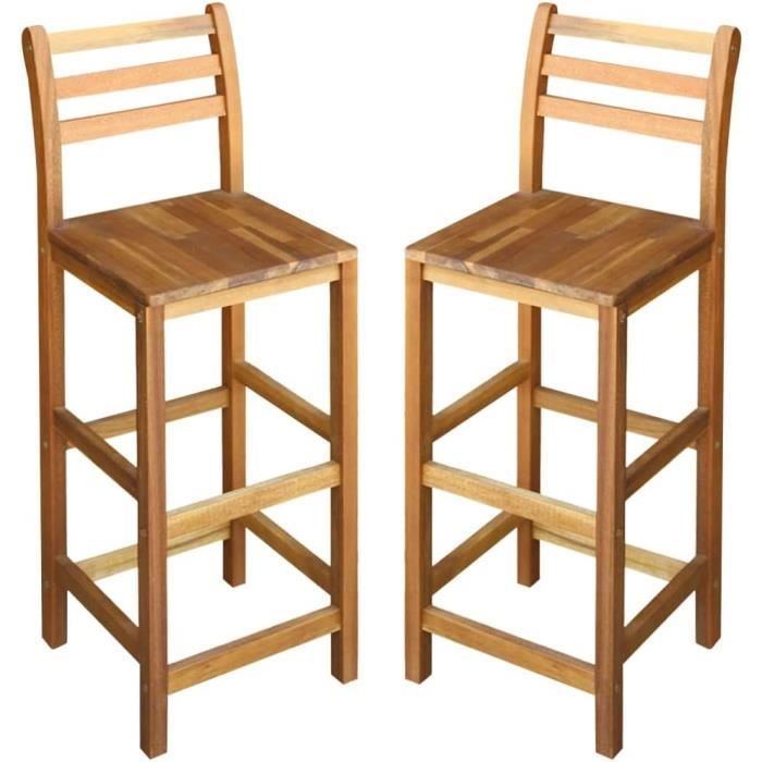 Tabourets de Bar Lot de 2 Bois dacacia Solide[310]