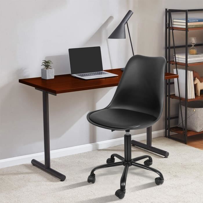 laizere. 1*chaise de bureau simple, hauteur ajustable, cuir synthétique, en pp, noir