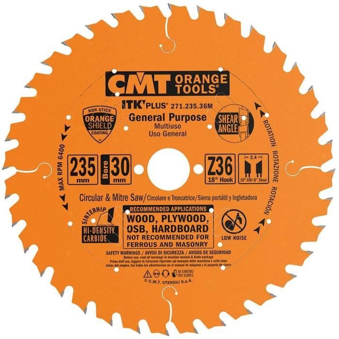 CMT Orange Tools 271.235.36M Scie circulaire Ultra ITK 235 x 1 7 x 30 Z 36