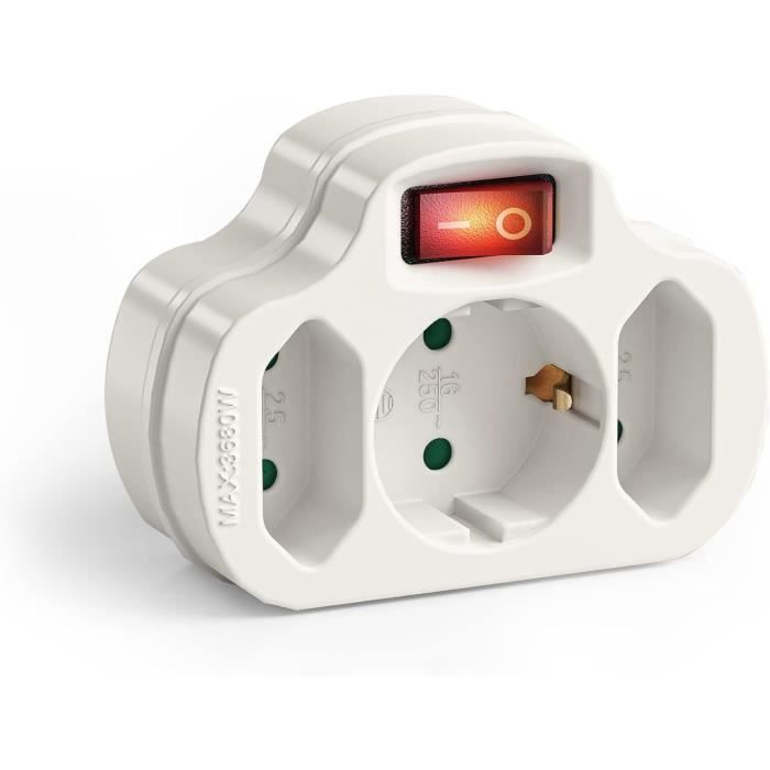 Perfect jeu de prises radiocommandées, 1x prise radiocommandée, 1x télécommande radio, intérieur, 220-240V 1100 watts, portée 30m, blanc